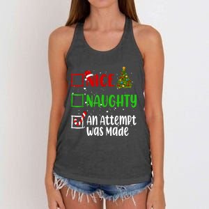 Nice Naughty An Attempt Was Made Christmas List Holiday Xmas Women's Knotted Racerback Tank