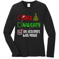 Nice Naughty An Attempt Was Made Christmas List Holiday Xmas Ladies Long Sleeve Shirt