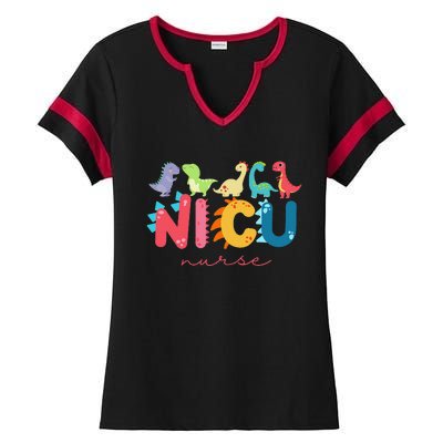 NICU Nurse Animal Nurse Appreciation Nicu Nurse Dinosaur Ladies Halftime Notch Neck Tee