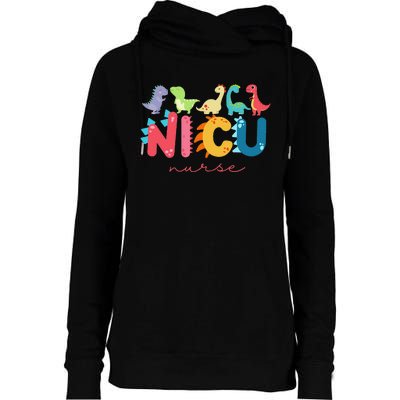 NICU Nurse Animal Nurse Appreciation Nicu Nurse Dinosaur Womens Funnel Neck Pullover Hood