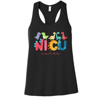 NICU Nurse Animal Nurse Appreciation Nicu Nurse Dinosaur Women's Racerback Tank