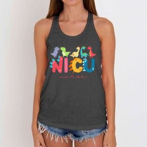 NICU Nurse Animal Nurse Appreciation Nicu Nurse Dinosaur Women's Knotted Racerback Tank