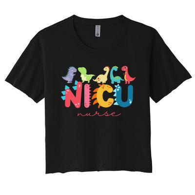 NICU Nurse Animal Nurse Appreciation Nicu Nurse Dinosaur Women's Crop Top Tee