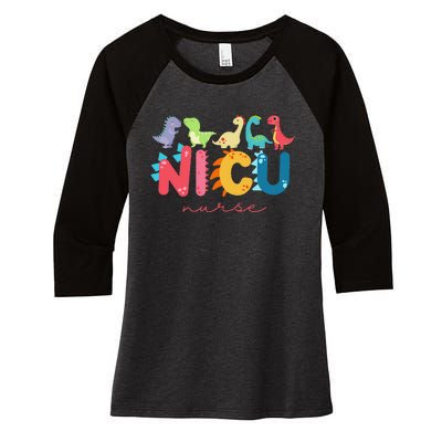 NICU Nurse Animal Nurse Appreciation Nicu Nurse Dinosaur Women's Tri-Blend 3/4-Sleeve Raglan Shirt