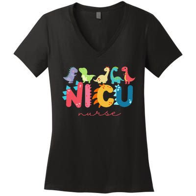 NICU Nurse Animal Nurse Appreciation Nicu Nurse Dinosaur Women's V-Neck T-Shirt