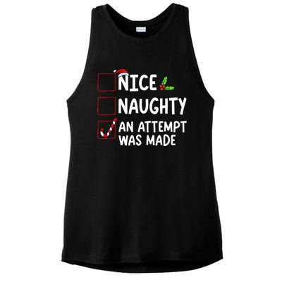 Nice Naughty An Attempt Was Made Christmas List  Ladies PosiCharge Tri-Blend Wicking Tank