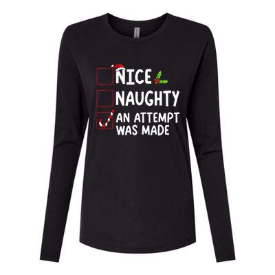 Nice Naughty An Attempt Was Made Christmas List  Womens Cotton Relaxed Long Sleeve T-Shirt