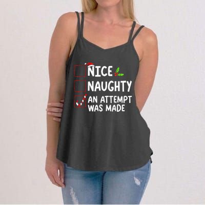 Nice Naughty An Attempt Was Made Christmas List  Women's Strappy Tank