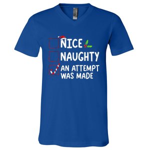 Nice Naughty An Attempt Was Made Christmas List  V-Neck T-Shirt