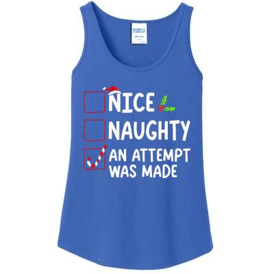 Nice Naughty An Attempt Was Made Christmas List  Ladies Essential Tank