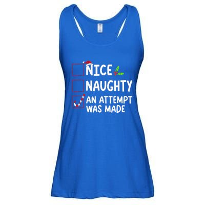 Nice Naughty An Attempt Was Made Christmas List  Ladies Essential Flowy Tank