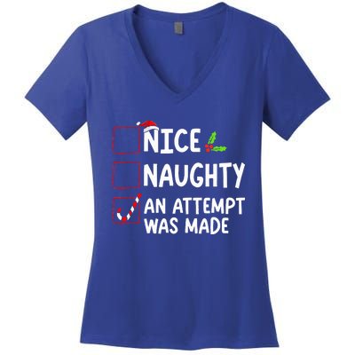 Nice Naughty An Attempt Was Made Christmas List  Women's V-Neck T-Shirt