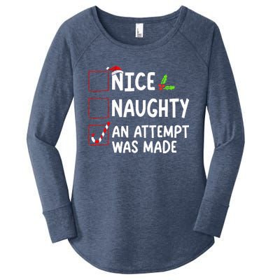 Nice Naughty An Attempt Was Made Christmas List  Women's Perfect Tri Tunic Long Sleeve Shirt