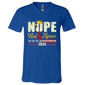 Nope Not Again Trump V-Neck T-Shirt