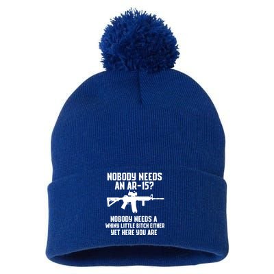 Nobody Needs An AR15? Funny Pro Gun Shirt Red Dot AR Gift Pom Pom 12in Knit Beanie