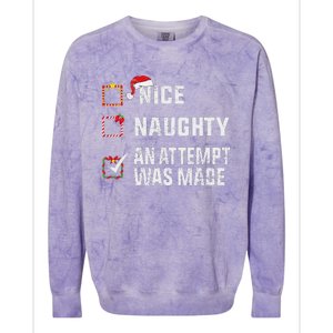 Nice Naughty An Attempt Was Made Christmas List Holiday Xmas Colorblast Crewneck Sweatshirt