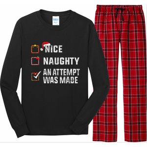 Nice Naughty An Attempt Was Made Christmas List Holiday Xmas Long Sleeve Pajama Set