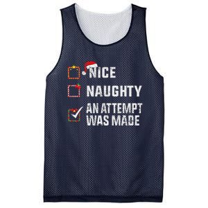 Nice Naughty An Attempt Was Made Christmas List Holiday Xmas Mesh Reversible Basketball Jersey Tank