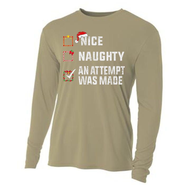 Nice Naughty An Attempt Was Made Christmas List Holiday Xmas Cooling Performance Long Sleeve Crew