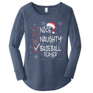 Nice Naughty Baseball Player List Christmas Santa Claus Cute Gift Women's Perfect Tri Tunic Long Sleeve Shirt