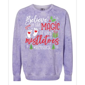 Nicu Nurse Believin Magic Of Tiny Mistletoe Christmas Colorblast Crewneck Sweatshirt