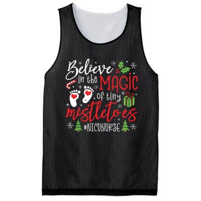 Nicu Nurse Believin Magic Of Tiny Mistletoe Christmas Mesh Reversible Basketball Jersey Tank