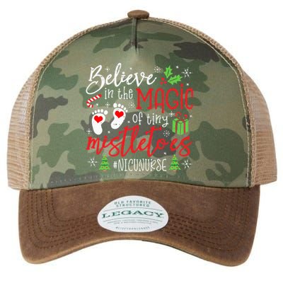 NICU Nurse Believin Magic Of Tiny Mistletoe Christmas Legacy Tie Dye Trucker Hat