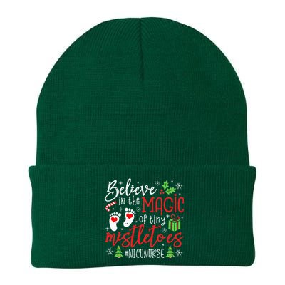 NICU Nurse Believin Magic Of Tiny Mistletoe Christmas Knit Cap Winter Beanie