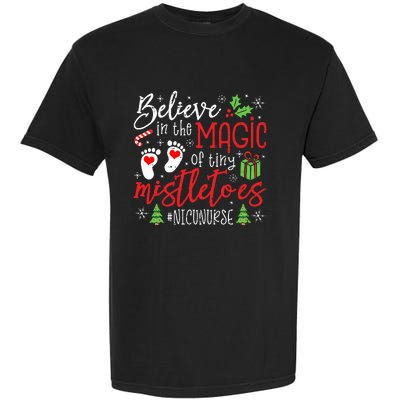 NICU Nurse Believin Magic Of Tiny Mistletoe Christmas Garment-Dyed Heavyweight T-Shirt