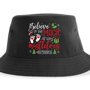 NICU Nurse Believin Magic Of Tiny Mistletoe Christmas Sustainable Bucket Hat