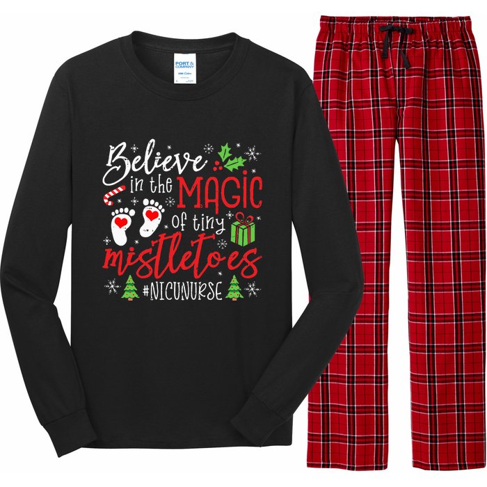 NICU Nurse Believin Magic Of Tiny Mistletoe Christmas Long Sleeve Pajama Set