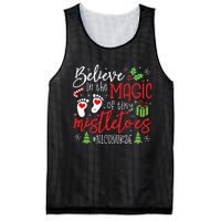 NICU Nurse Believin Magic Of Tiny Mistletoe Christmas Mesh Reversible Basketball Jersey Tank