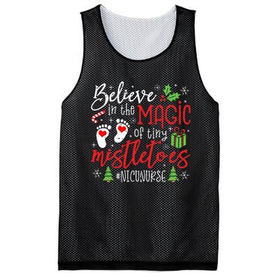 NICU Nurse Believin Magic Of Tiny Mistletoe Christmas Mesh Reversible Basketball Jersey Tank