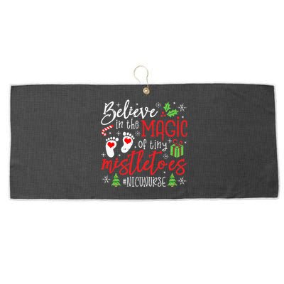 NICU Nurse Believin Magic Of Tiny Mistletoe Christmas Large Microfiber Waffle Golf Towel