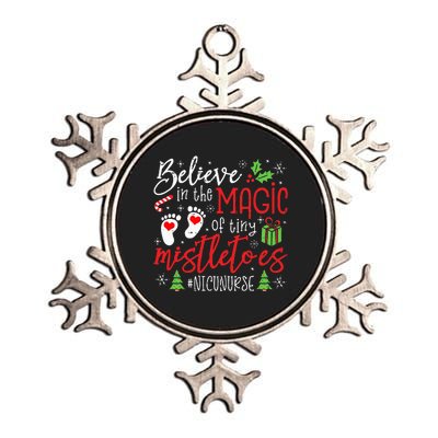 NICU Nurse Believin Magic Of Tiny Mistletoe Christmas Metallic Star Ornament