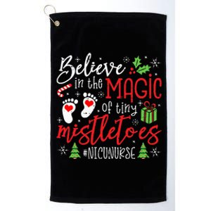 NICU Nurse Believin Magic Of Tiny Mistletoe Christmas Platinum Collection Golf Towel