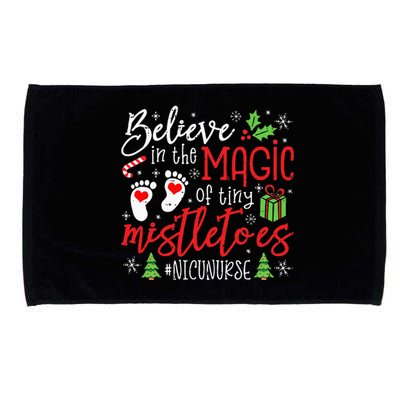 NICU Nurse Believin Magic Of Tiny Mistletoe Christmas Microfiber Hand Towel