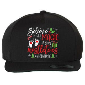 NICU Nurse Believin Magic Of Tiny Mistletoe Christmas Wool Snapback Cap