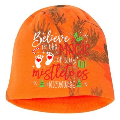 NICU Nurse Believin Magic Of Tiny Mistletoe Christmas Kati - Camo Knit Beanie