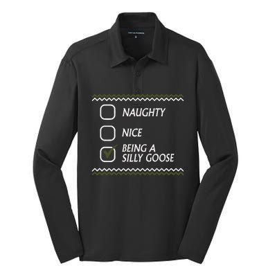 Naughty Nice Being A Silly Goose Tacky Silk Touch Performance Long Sleeve Polo