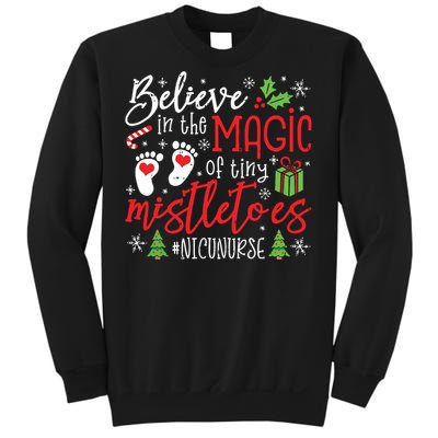 Nicu Nurse Believin Magic Of Tiny Mistletoe Christmas Sweatshirt