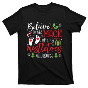 Nicu Nurse Believin Magic Of Tiny Mistletoe Christmas T-Shirt