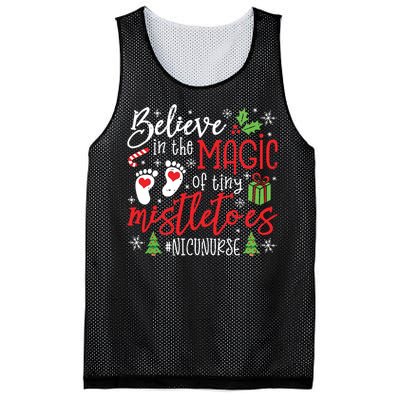 Nicu Nurse Believin Magic Of Tiny Mistletoe Christmas Mesh Reversible Basketball Jersey Tank