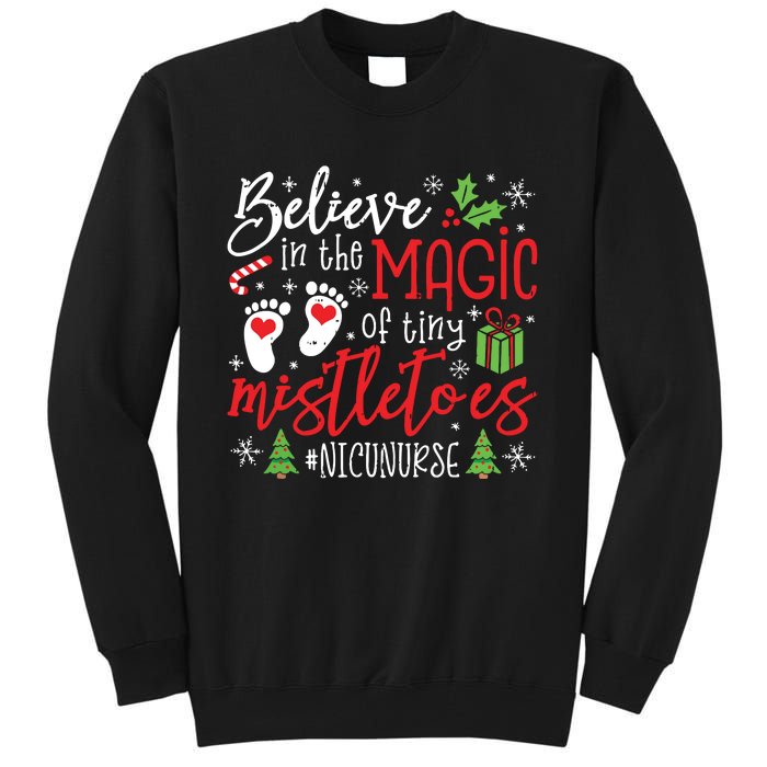 Nicu Nurse Believin Magic Of Tiny Mistletoe Christmas Tall Sweatshirt