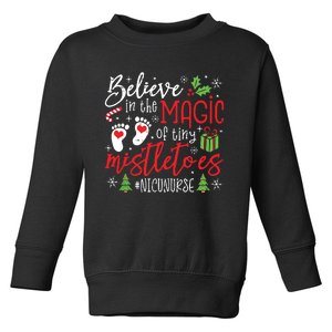 Nicu Nurse Believin Magic Of Tiny Mistletoe Christmas Toddler Sweatshirt