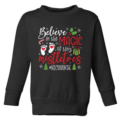 Nicu Nurse Believin Magic Of Tiny Mistletoe Christmas Toddler Sweatshirt