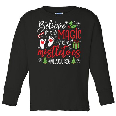 Nicu Nurse Believin Magic Of Tiny Mistletoe Christmas Toddler Long Sleeve Shirt