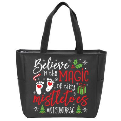 Nicu Nurse Believin Magic Of Tiny Mistletoe Christmas Zip Tote Bag