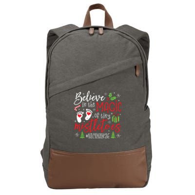 Nicu Nurse Believin Magic Of Tiny Mistletoe Christmas Cotton Canvas Backpack