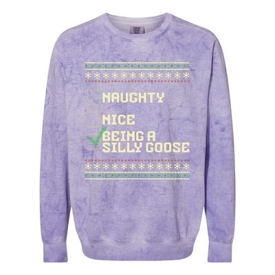 Naughty Nice Being A Silly Goose Funny Ugly Christmas Xmas  Colorblast Crewneck Sweatshirt